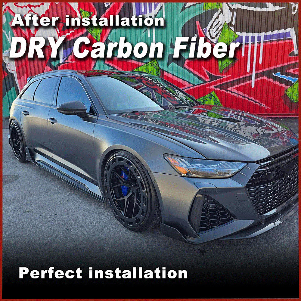 for Audi RS6 RS7 C8 Avant Wagon 19+ Dry Carbon Side Skirt Extension Lip Spoiler