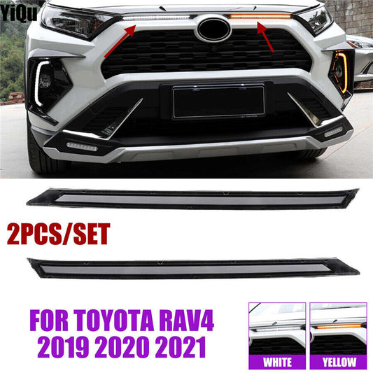 Front LED daytime running lights (DRL) and turn signals are applicable to 2019-2021 for Toyota RAV4.