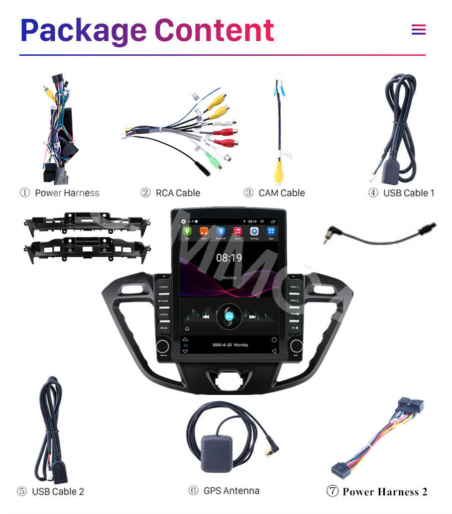 Fit for Ford Transit Custom 2013-2018 Android 13 Carplay Car Stereo Radio GPS BT