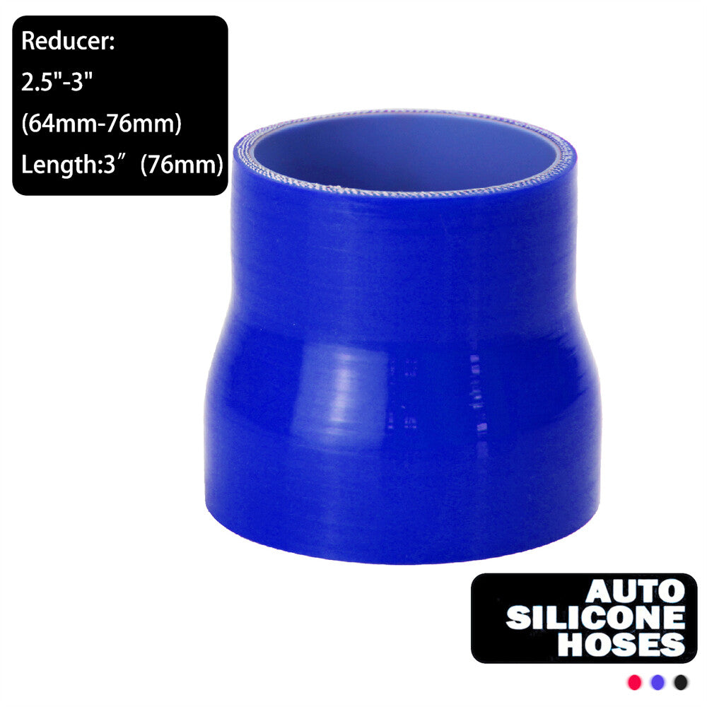 2.5 to 3 64mm - 76mm Silicone Reducer Coupler Turbo Intercooler Hose Blue