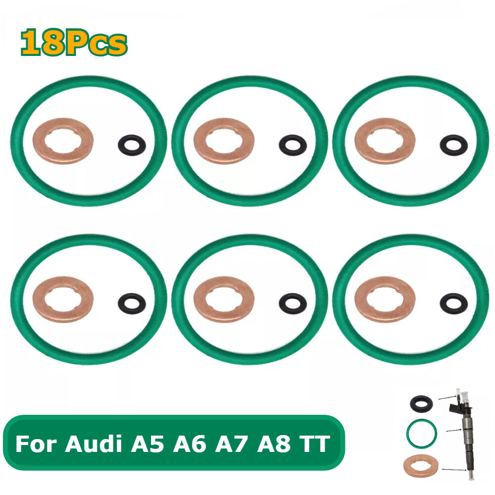 18Pcs for Audi A5 A6 A7 for A8 Fuel Injector Nozzle Copper Gasket O-ring Seal Kit
