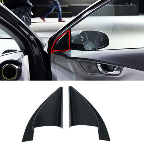 2for Hyundai Kona 2018-2022 Carbon Fiber Front Triangle A-pillar Cover Trim ABS