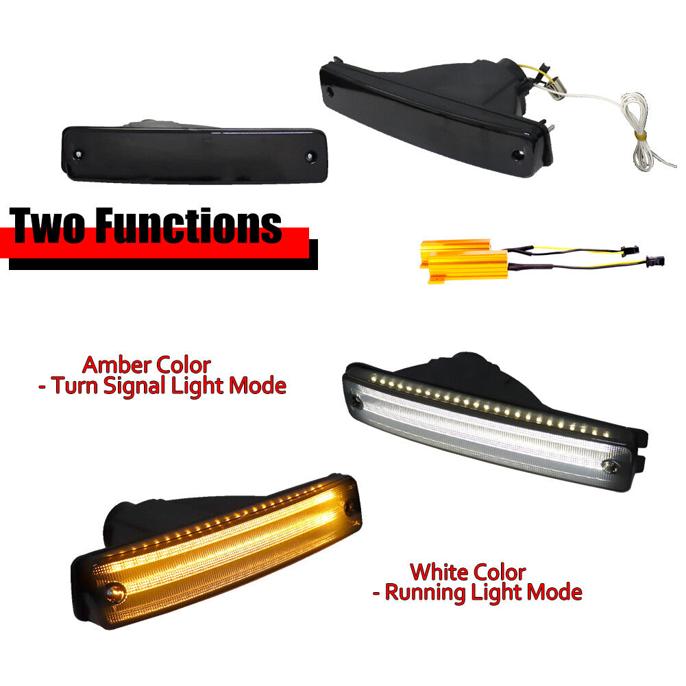 2-Pack Smoked Switch Amber LED DRL Front Signal Lights for 1990-1991 for Honda CRX