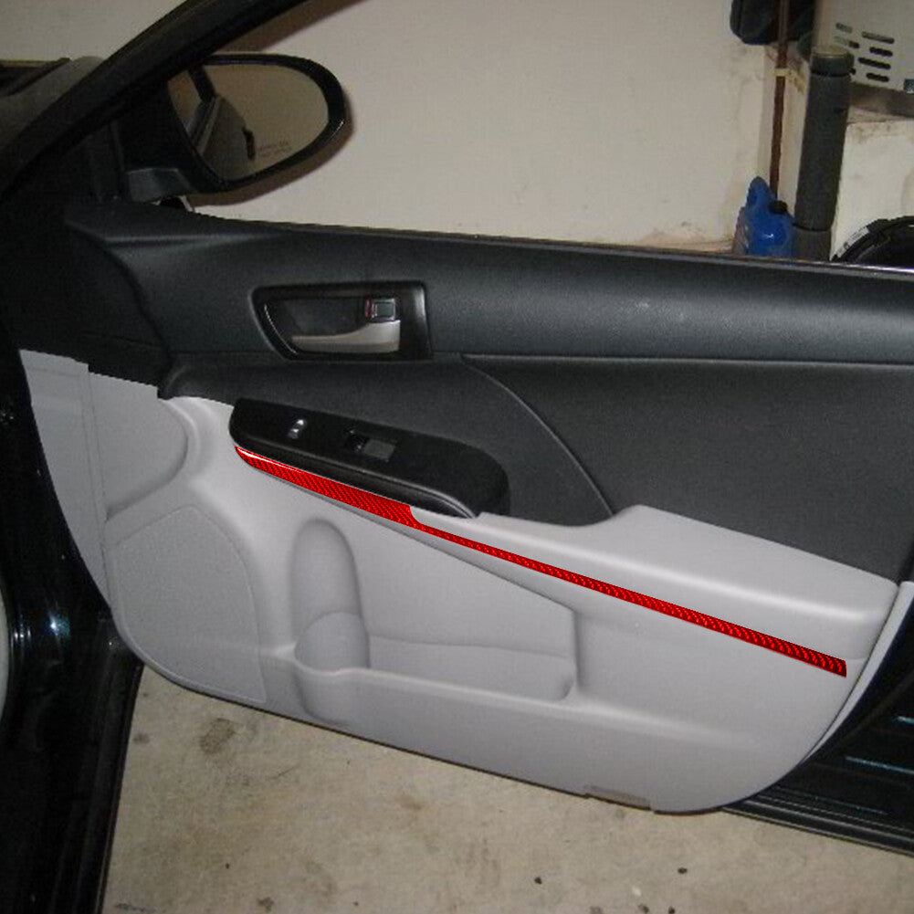 4Pcs Red for Toyota for Camry 2012-2014 Carbon Fiber Interior Door Panel Cover Trim