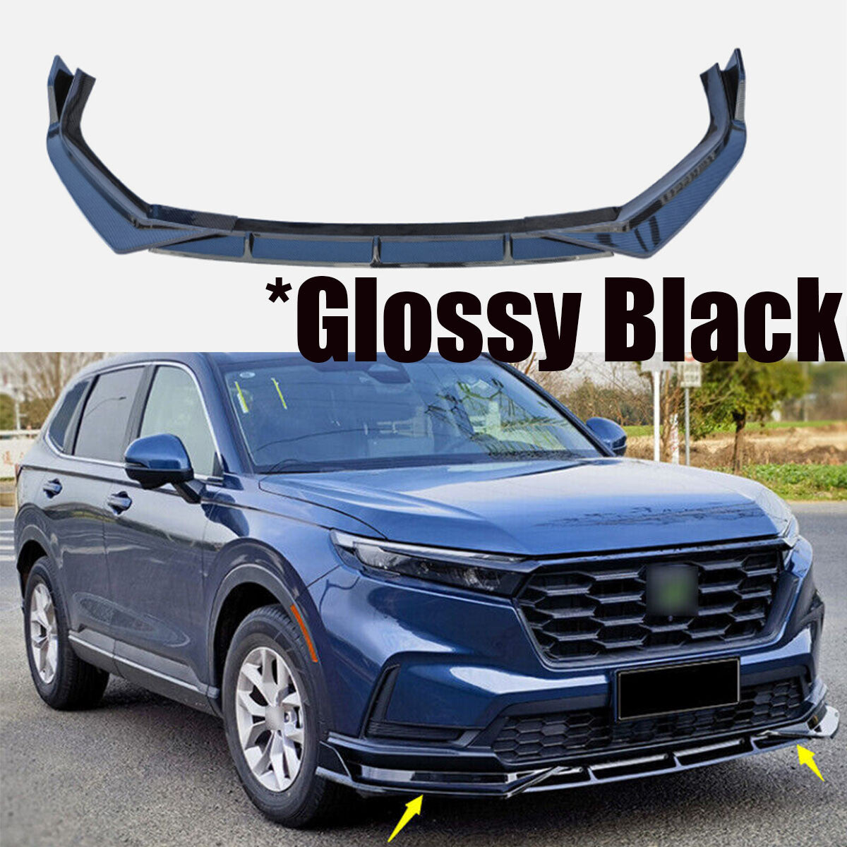 Glossy Black For 2023 2024 for Honda CR-V ABS Front Bumper Lip Spoiler Splitter