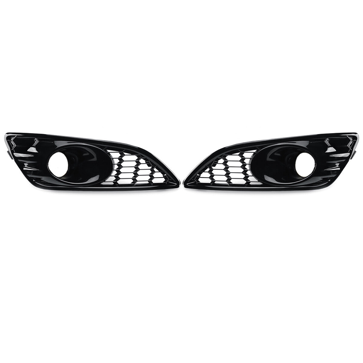 2-Piece Front Fog Light Protector Grille Cover for Ford Fiesta MK7 Zetec S 2013-17 Gloss Black