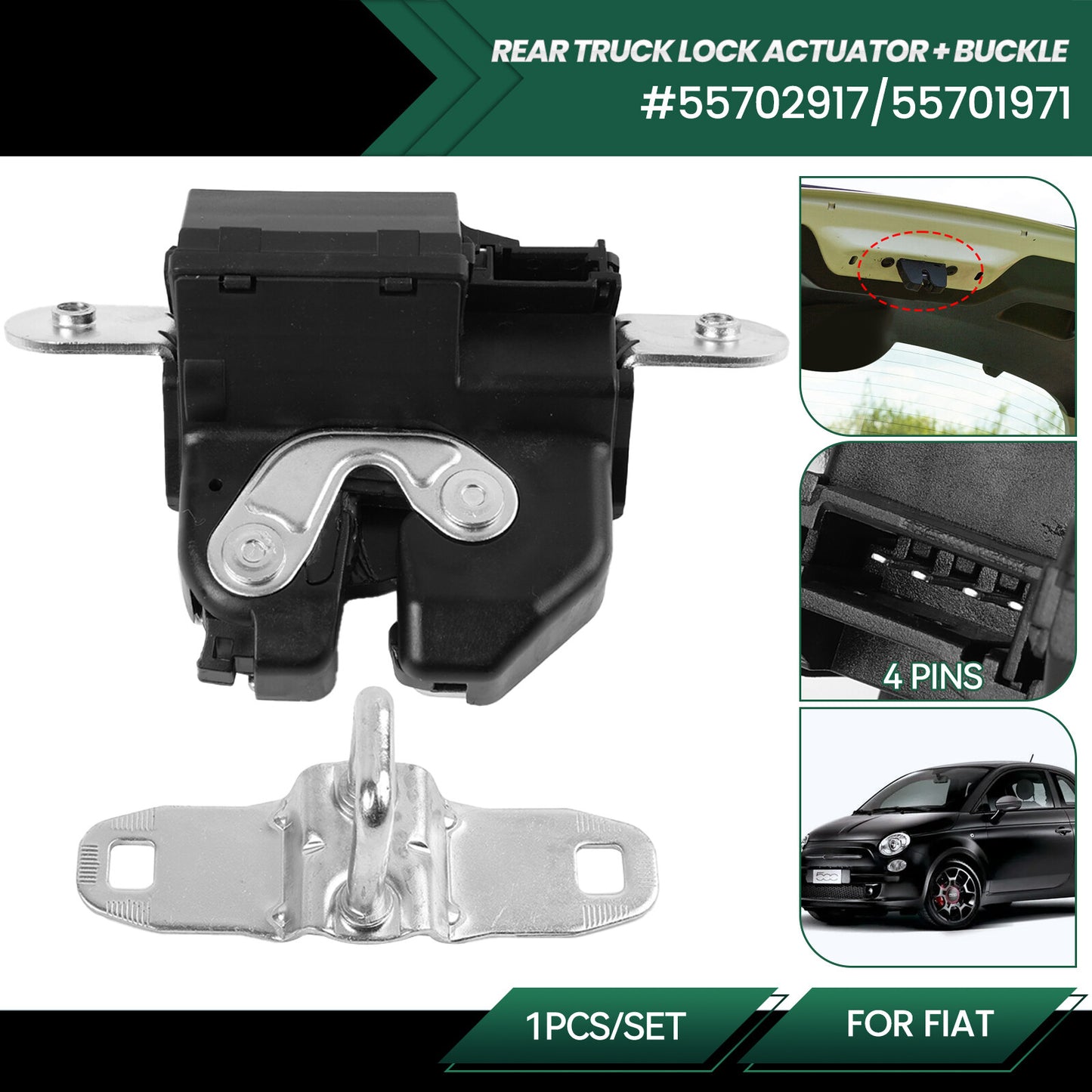 Tailgate Lock Trunk Rear Lock Catch for Fiat 500 Grande Punto Evo Bravo 55702917