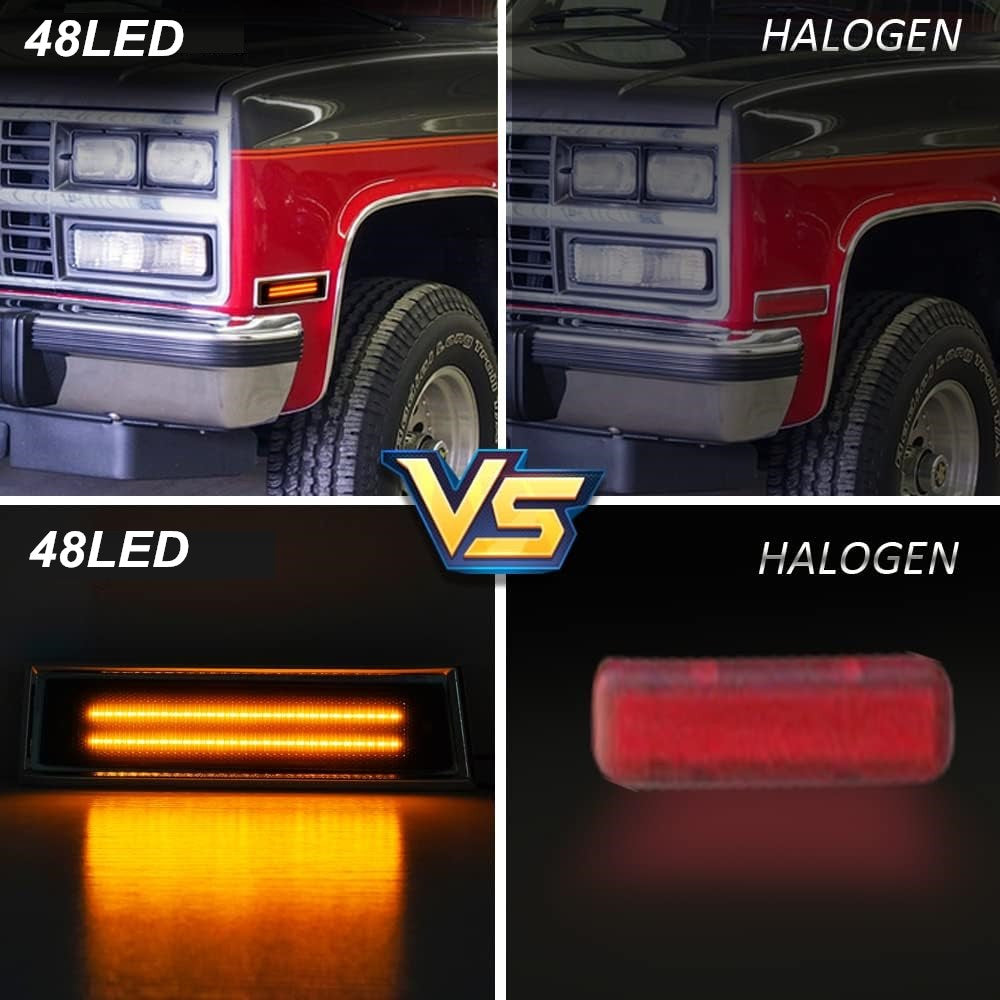 2x Side Marker Light Smoke Lens For 1981-1991 for Chevy for GMC C10 C20 C30 Pickup