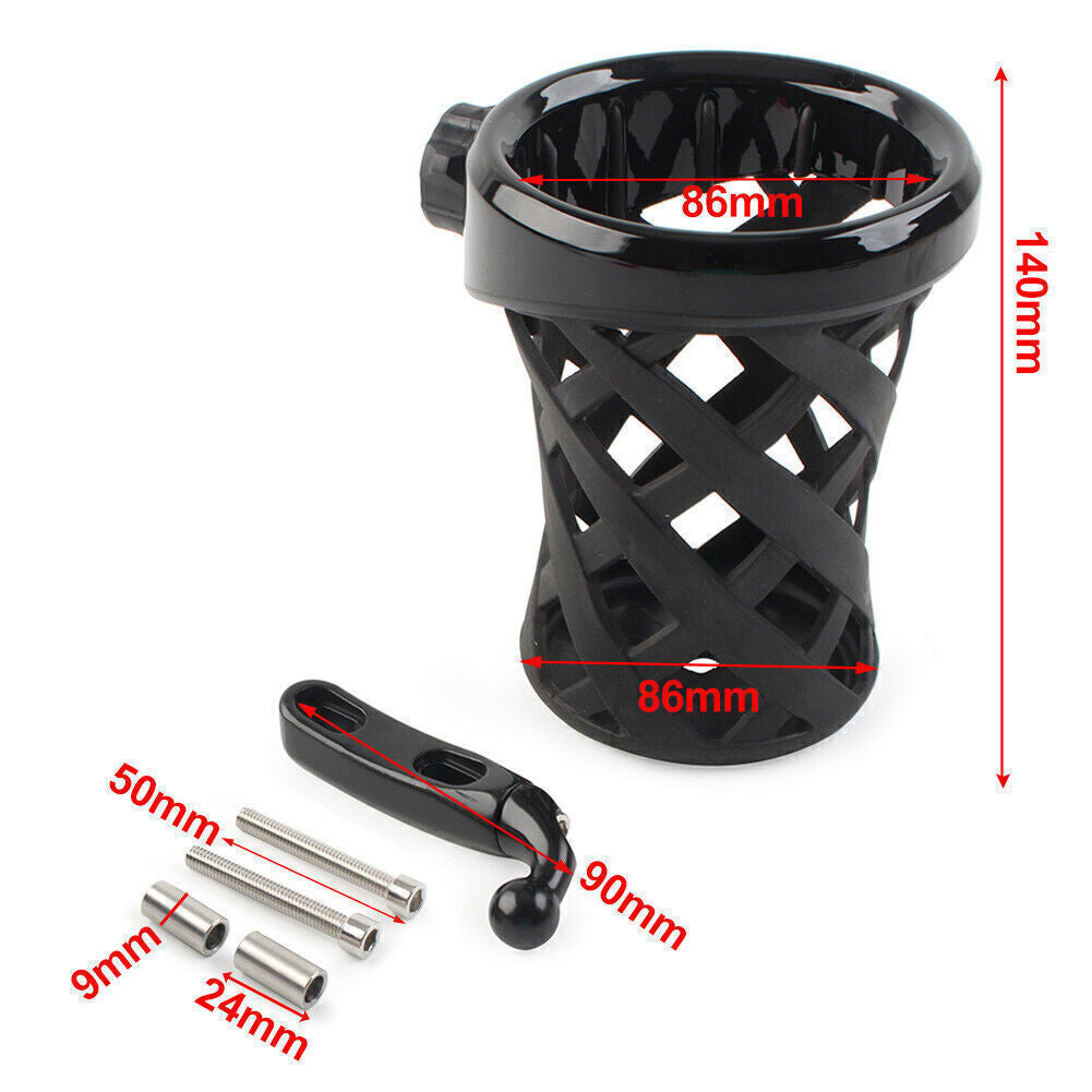 Black Handlebar Cup Holder Drink W/ Mesh Basket For Goldwing GL1800 2001-21