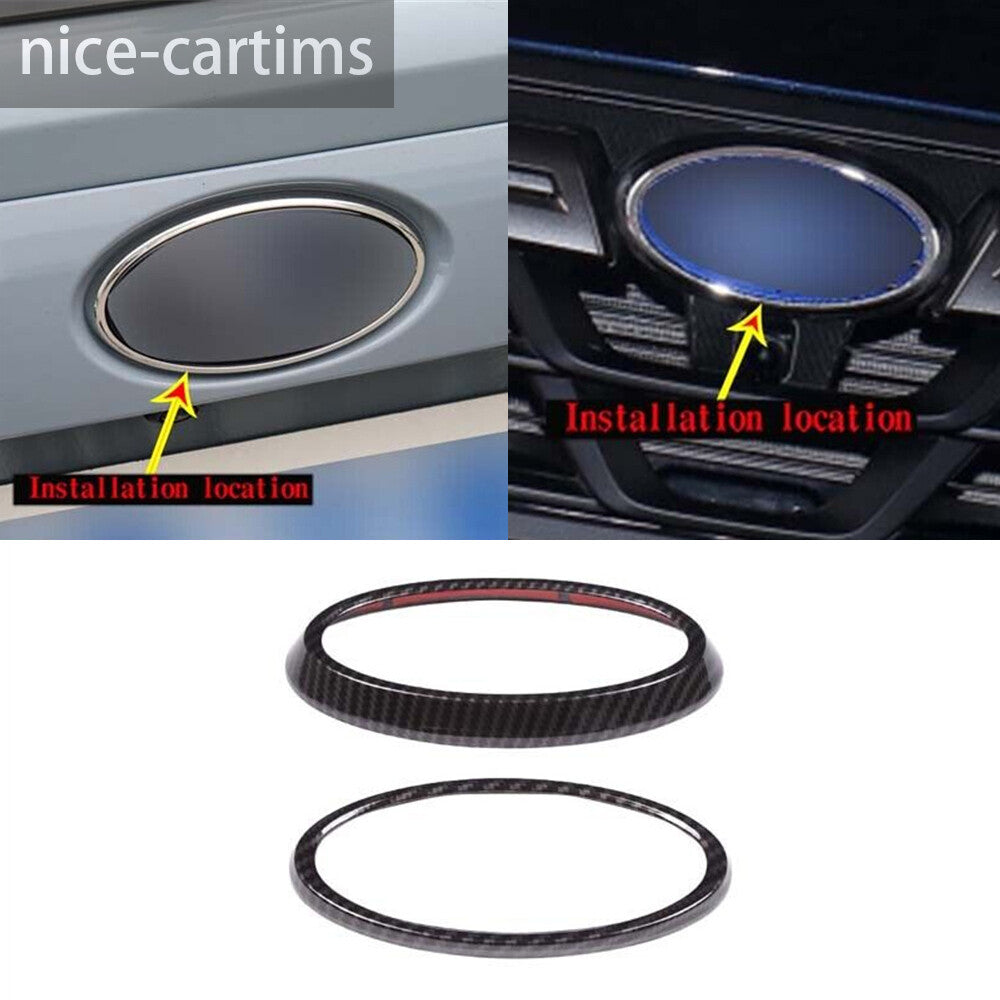 for Subaru XV 2022+ Front Rear Car Logo Decorative Ring Cover ABS Carbon Fiber
