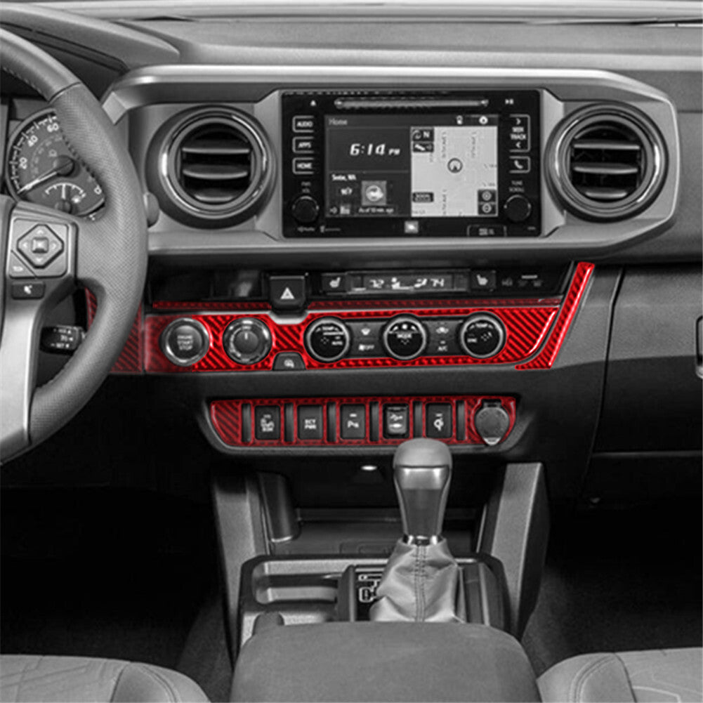 6X for Toyota Tacoma Carbon Fiber Air Condition Knob Panel Trim Cover 16-21 Red