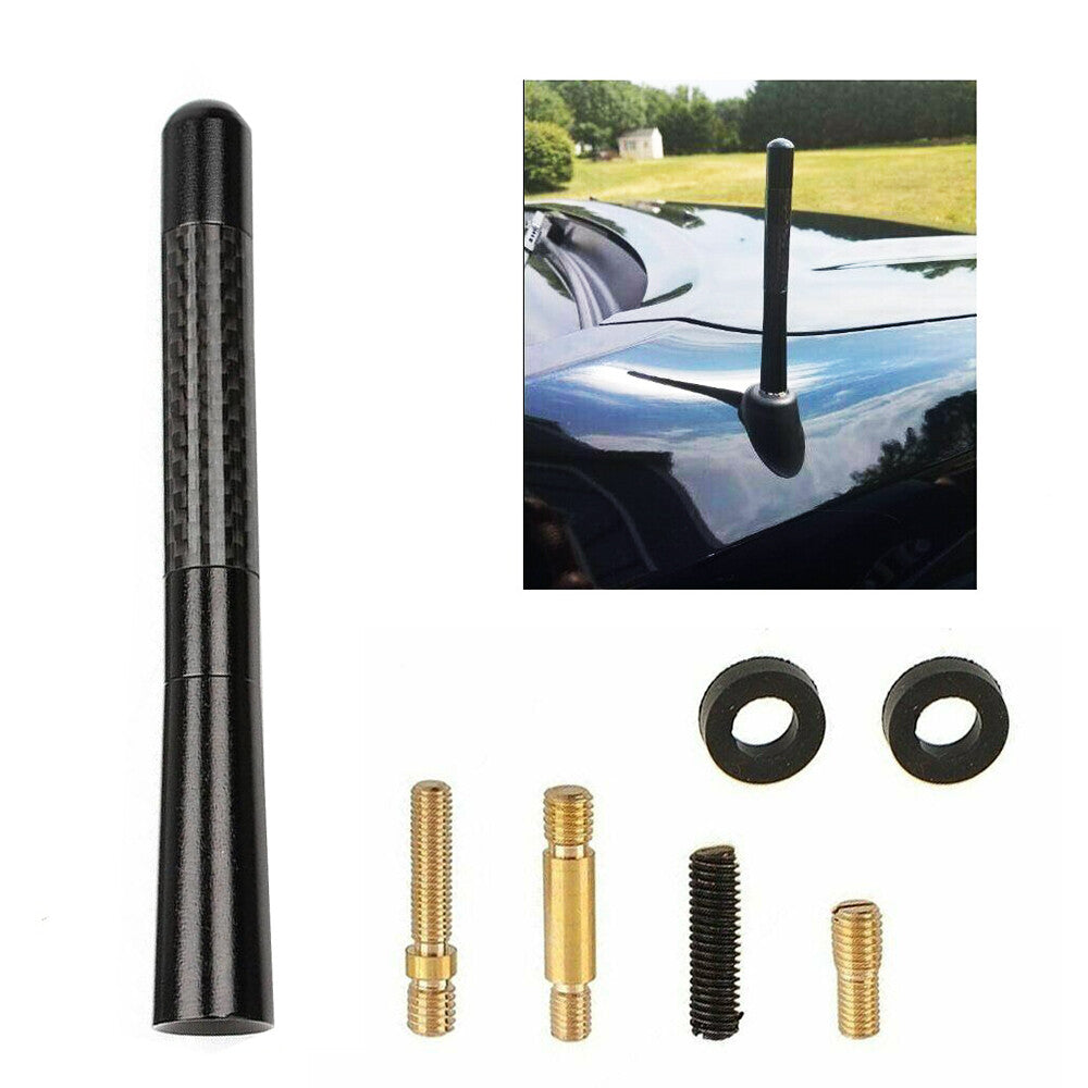 4.7inches+ Screw Car Antenna Carbon Fiber Radio FM Antena Black Kit Universal
