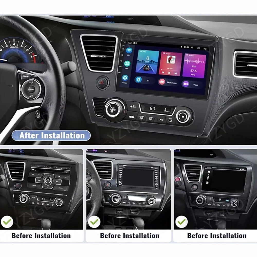 9 Android 14 Apple Carplay for Honda for Civic 2013-2015 Car Stereo Radio GPS Navi