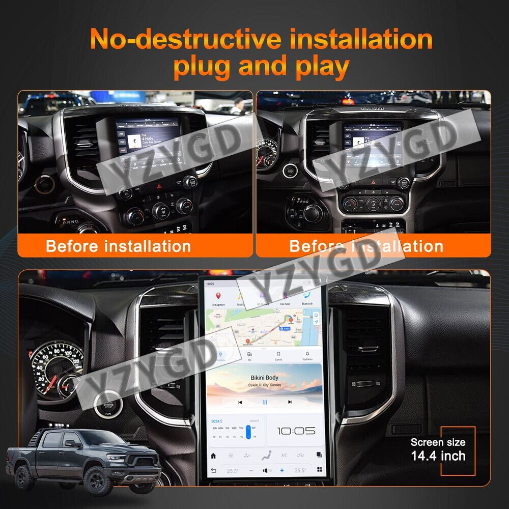 for Dodge for Ram 1500 2500 3500 2019+ Android 14.4 Stereo Car Radio CarPlay Screen