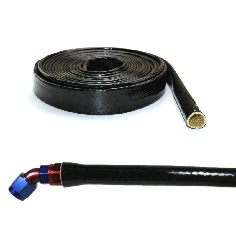 10-foot fireproof woven flame insulation cover, 3/4-inch ID, suitable for 12AN oil fuel line, black.
