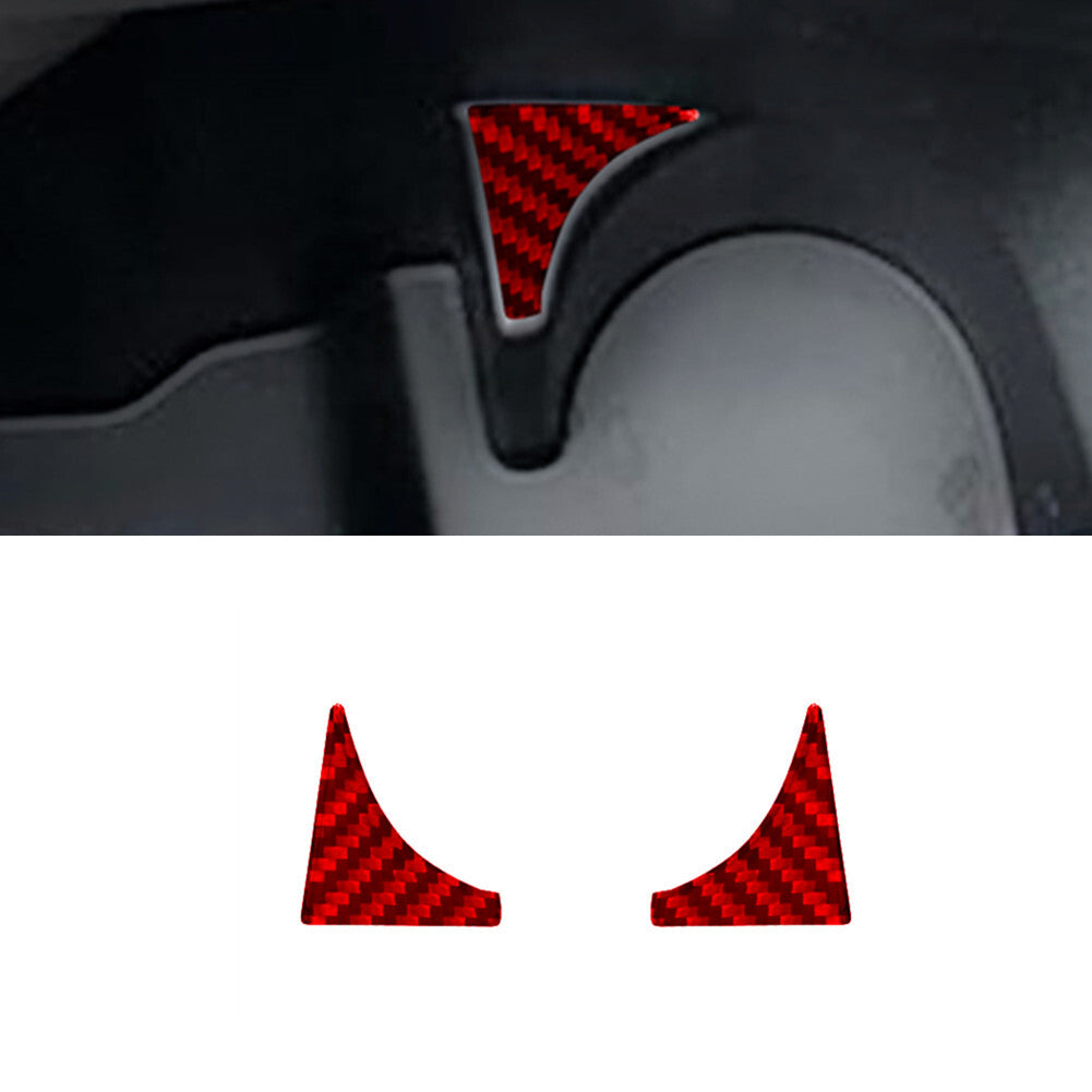 2X Red Carbon Fiber Rear Door CUP Holder Cover Trim for Ford Ranger 2019-2022