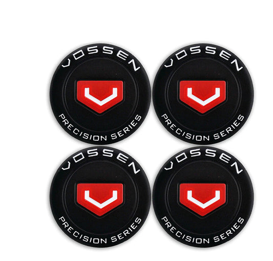 Brand New 4-Piece Set of 65mm Black and Red Vossen Wheel Stickers