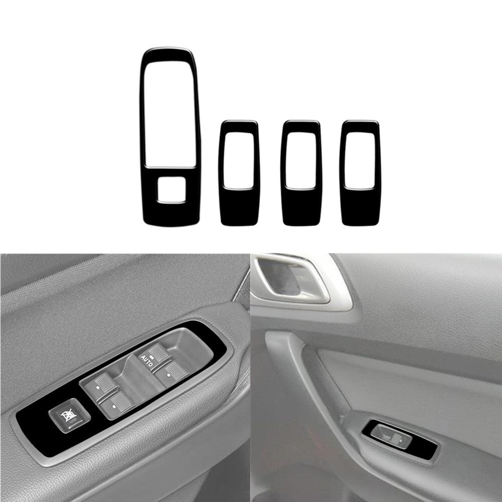 4X Glossy Black Door Control Switch Frame Cover Trim for Ford Ranger 2019-2022