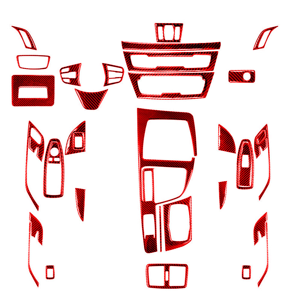 32Pcs Red Carbon Fiber Full Set Interior Kit Cover Trim for BMW X1 F48 2016-2018