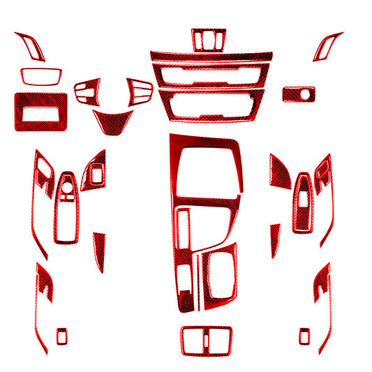 32Pcs Red Carbon Fiber Full Set Interior Kit Cover Trim for BMW X1 F48 2016-2018