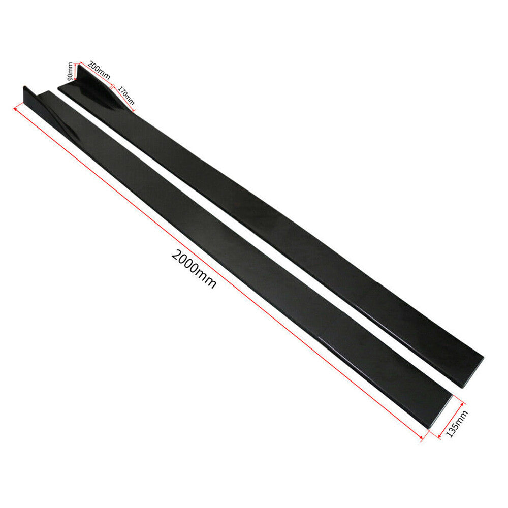 Universal 86.6-inch side skirt extended rocker panel split lip gloss black