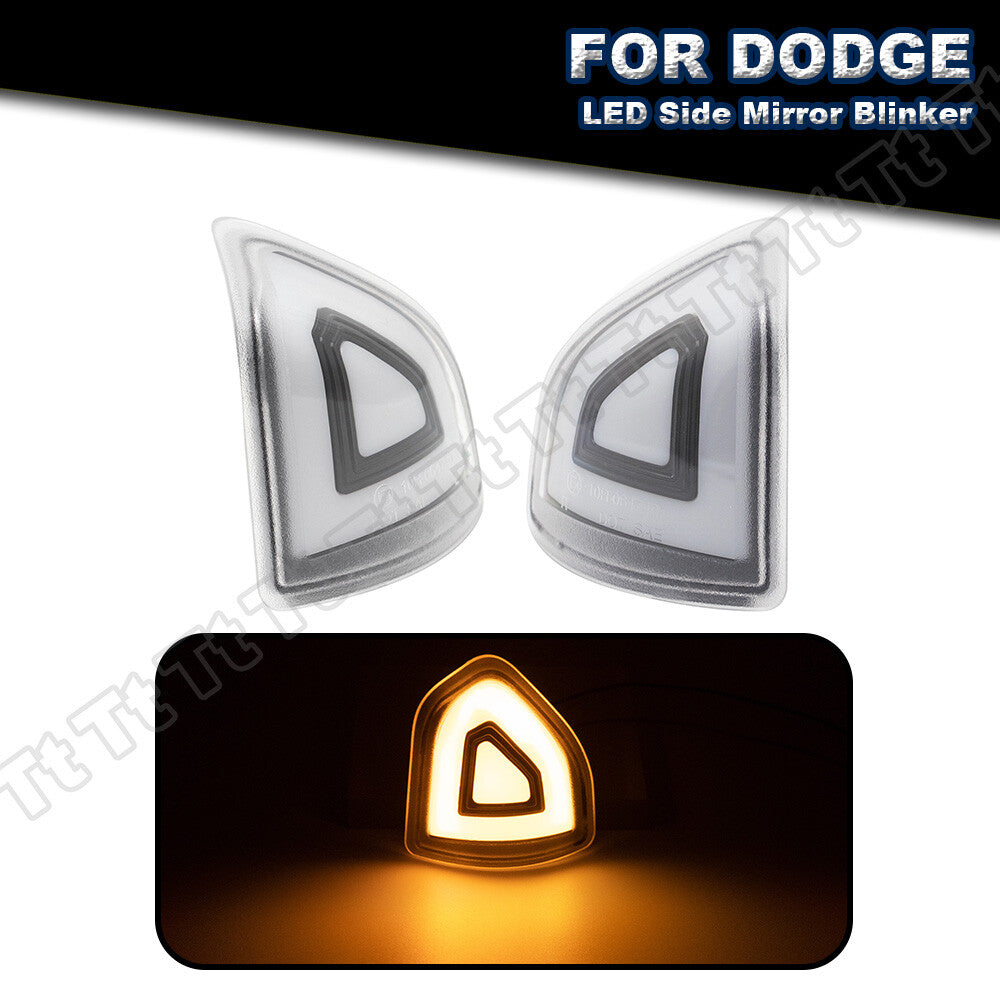 Yellow LED side mirror turn signals are applicable to for Dodge for Ram 1500, 2500, and 3500 models (2010-2023).
