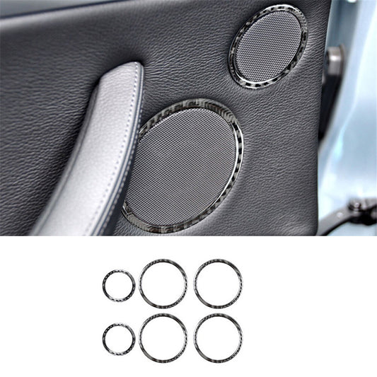 6Pcs Carbon Fiber Door Speaker Frame Cover Trim for BMW X5 E70 X6 E71 2008-2013