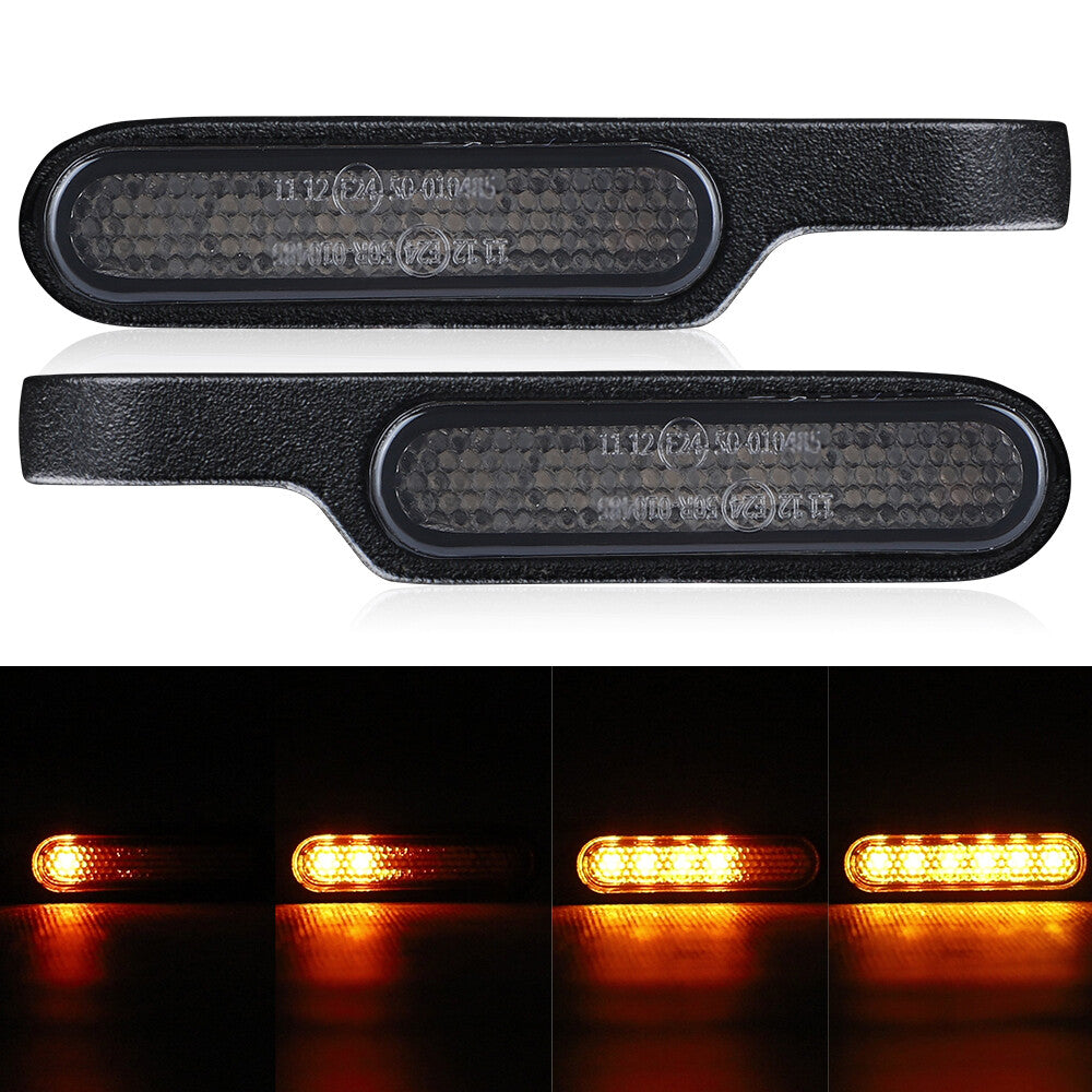 2X Black Motorcycle LED for Mini Turn Signals Indicator Amber Flowing Blinker Light