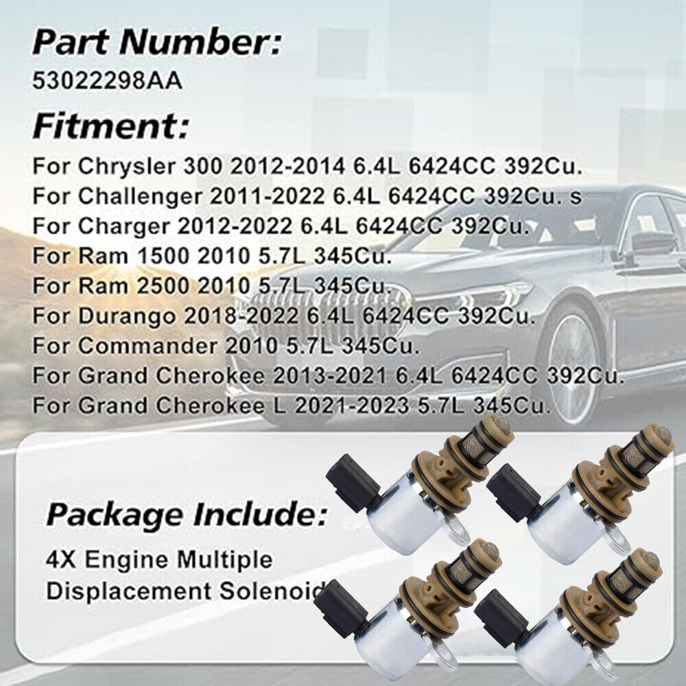 4x Multiple Displacement Solenoids for Dodge for Ram 1500 for Jeep for Chrysler 5.7L 6.4L V8
