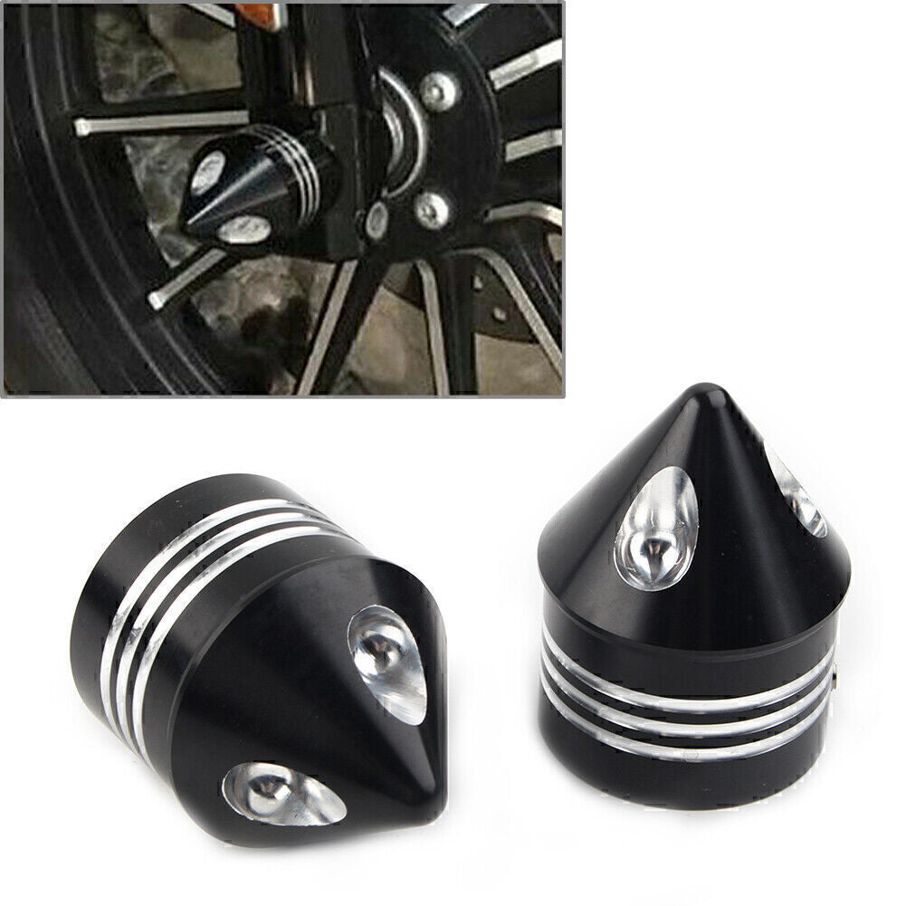 Black Thick Cut Front Axle Cap Nut Cover for Harley Electra Glide Sportster FLHX