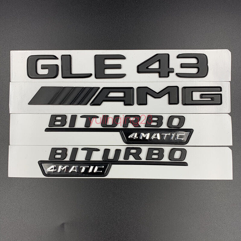 Matte Black GLE43 AMG BITURBO 4MATIC Trunk Badge Sticker