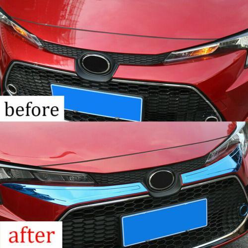 for Toyota for Corolla 2019-2022 Blue S.steel Front Grille Grill Strips Cover Trim