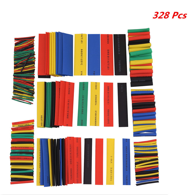 328Pcs Car 8 Sizes 2:1 Wire Line Insulation Heat Shrink Tubing Wrap Sleeve Tube