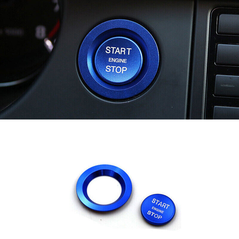 for Jaguar XJ 2010-2019 Blue Aluminum Start Button Ignition Switch Cover Trim