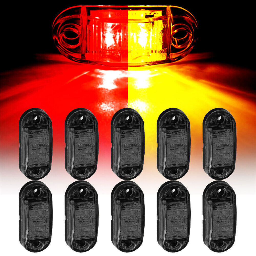 10X Smoked 2 LED Oval 2.5 Side Marker Clearance Lights Car Truck Trailer RV 12V
