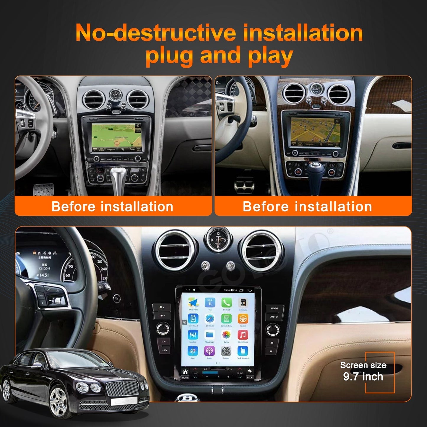 for Bentley for Bentayga 2016-2021 for Tesla Car Radio 2Din Stereo Receiver GPS Navi