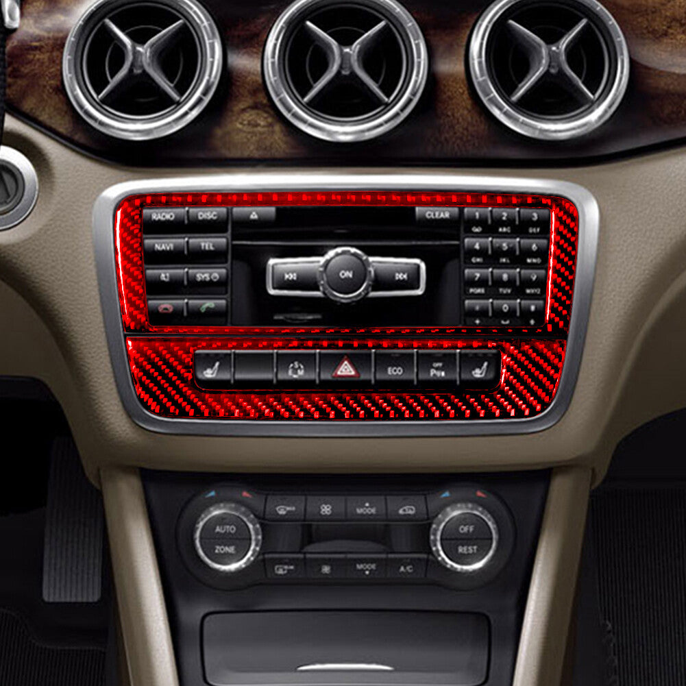 Red Carbon Fiber Radio Trim for Mercedes-Benz CLA 2014-18/GLA 2015-18 Type-A