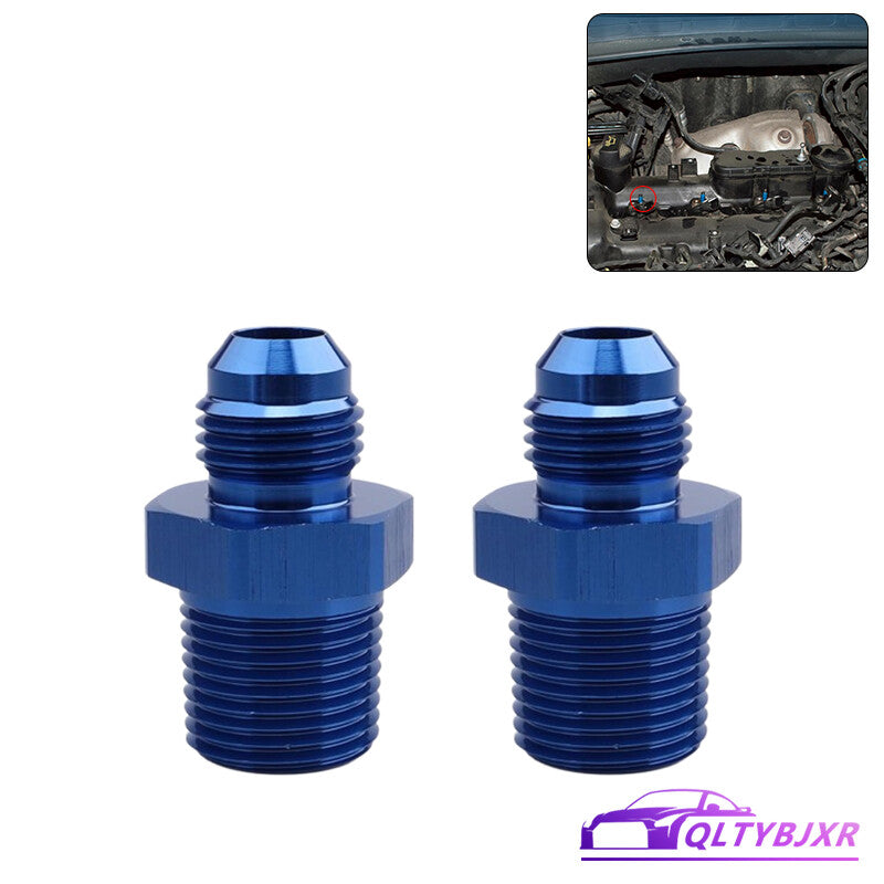 2Pcs 6AN AN6 Male Flare to 3/8 NPT Pipe Thread Fitting Adapter Aluminum Blue