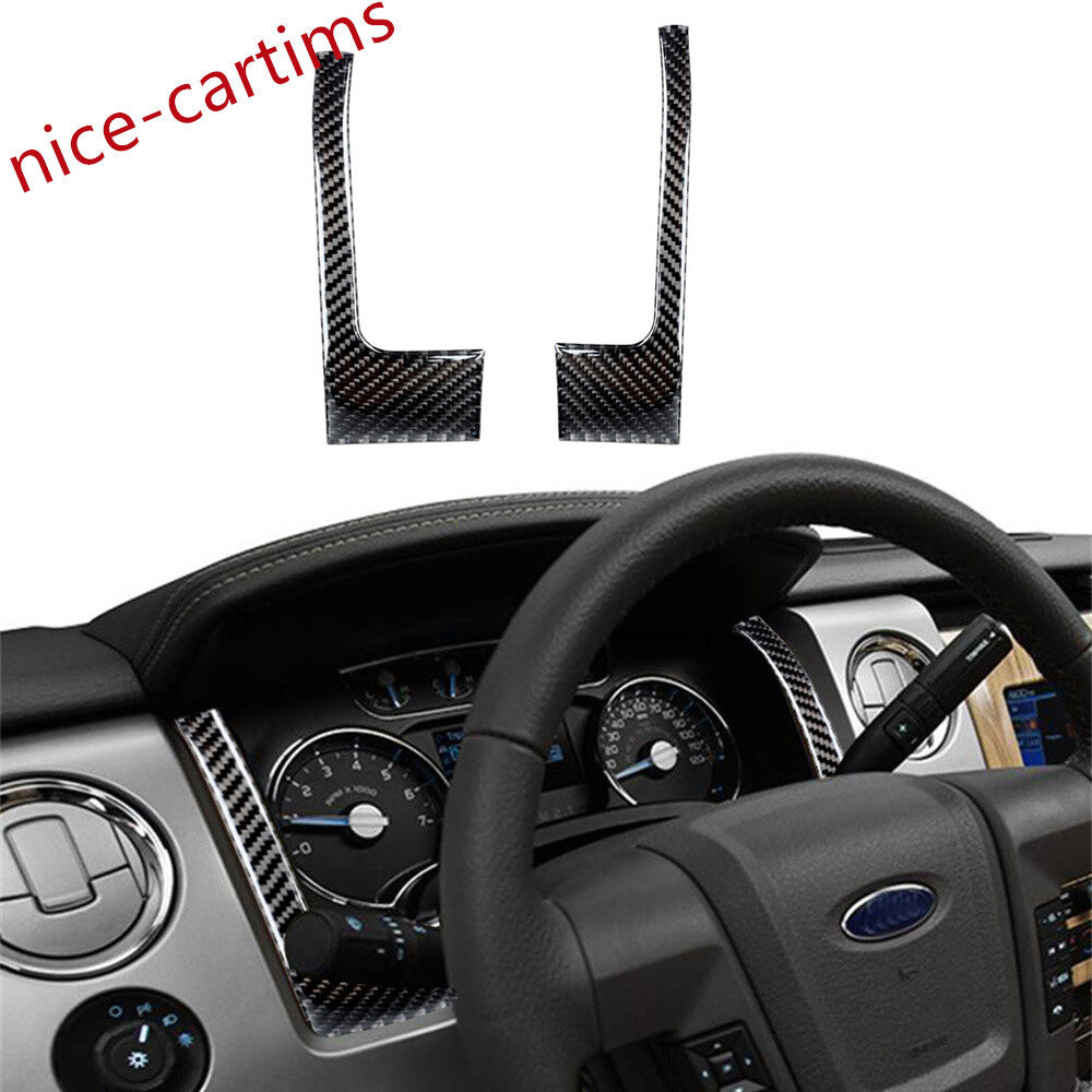 2¡ÁSoft Carbon Fiber Dashboard Speedometer Panel Trim Fit for Ford F150 2009-2014