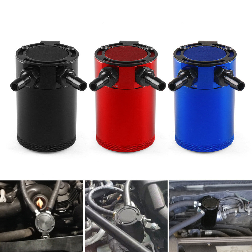 Oil Catch Can Baffled 2 Port Oil Separator Reservoir Tank Universal multicolor