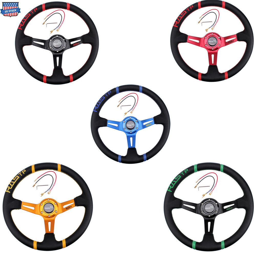 US RASTP 13 Deep Dish Drifting Sport Steering Wheel Aluminum Surface Racing