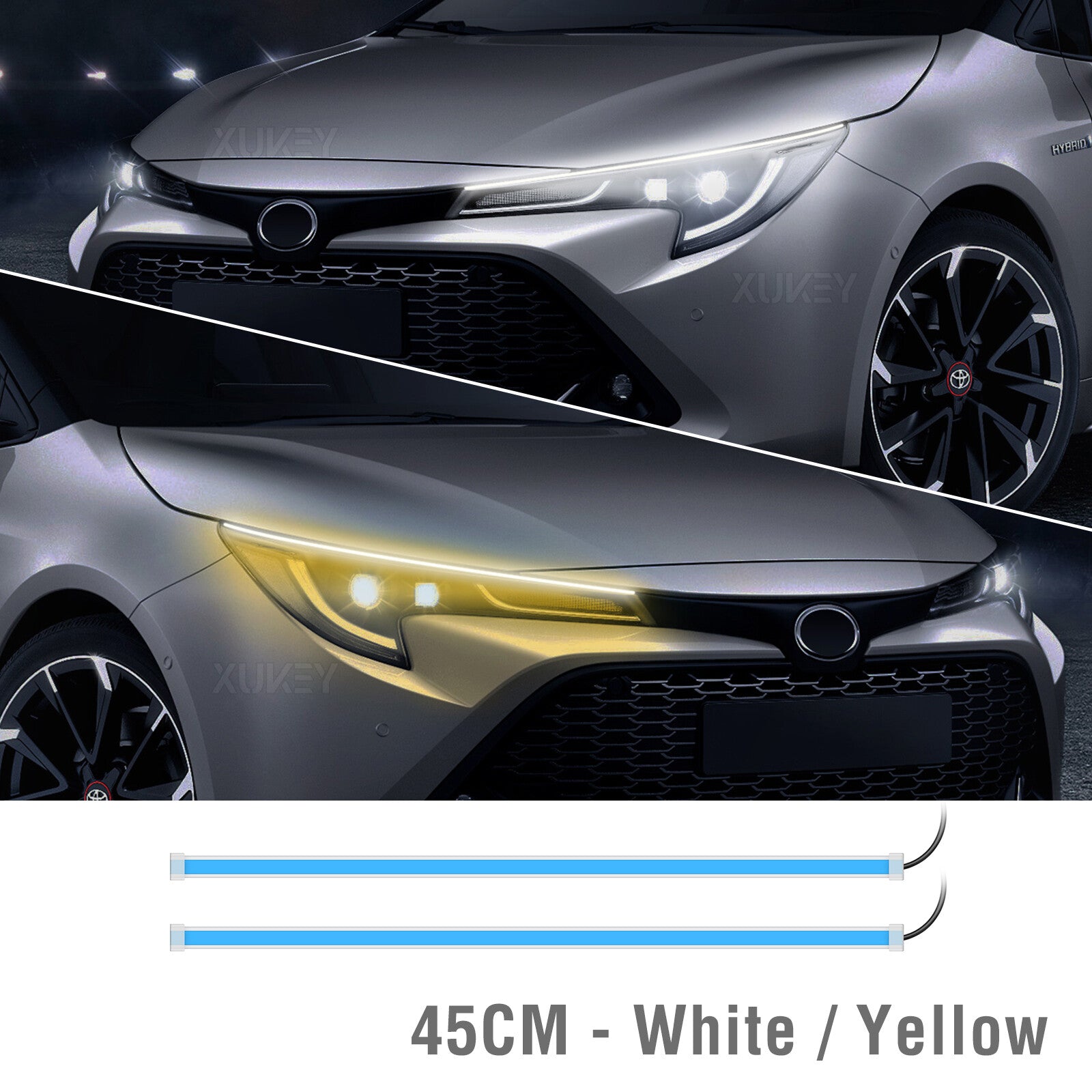 2 45cm car LED indicator dynamic stripes DRL headlights daytime running light lamp