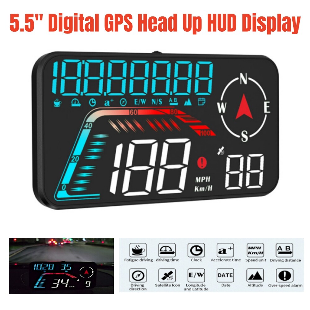 5.5-inch Car Digital GPS Head-Up Display (HUD) Speedometer Overspeed Alarm Accessories