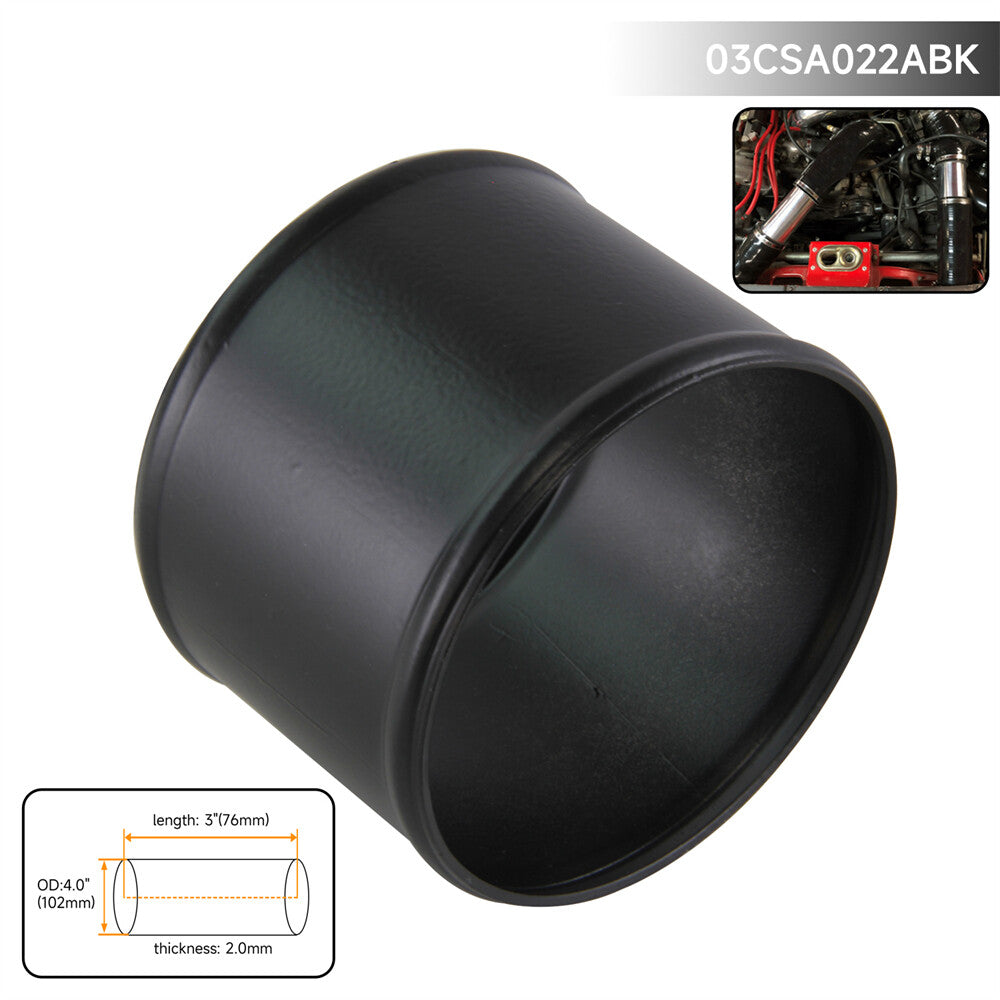Aluminum Hose Adapter Tube Joiner Pipe Coupler Connector 102mm 4 Inch Black