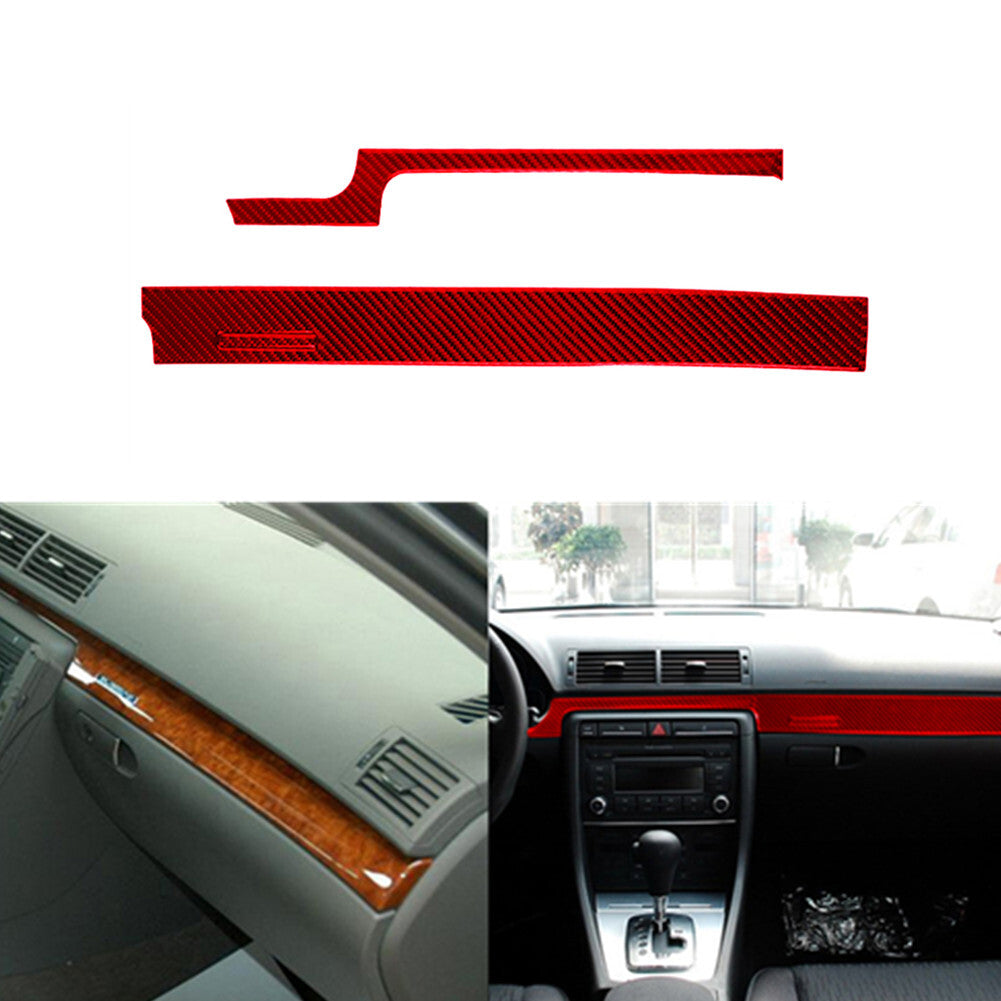 Red Carbon Fiber Interior Dashboard Panel Strip Trim for Audi for A4 S4 2005-2008