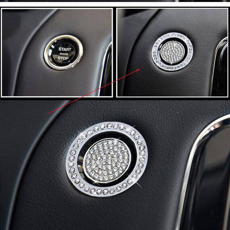 Start upgrade diamond-encrusted decorative ring for Jaguar XJ/XJL one-button