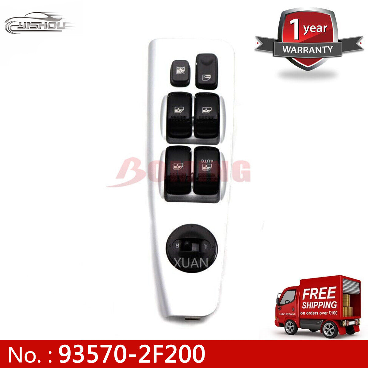 93570-2F200 Power Window Switch Main Driver Side for Kia Spectra 05-09 Silver