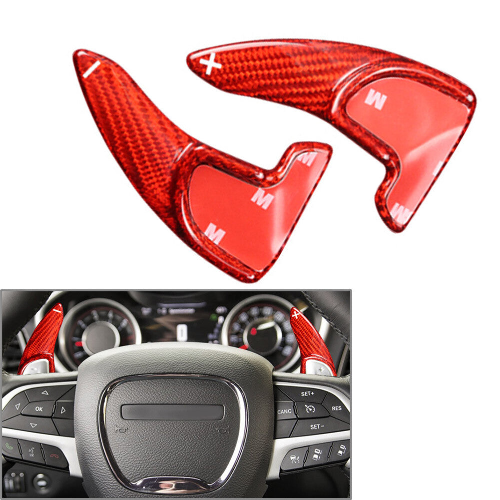 Steering Wheel Shift Paddle Fit for Dodge for Challenger Charger Carbon Fiber Red Pair