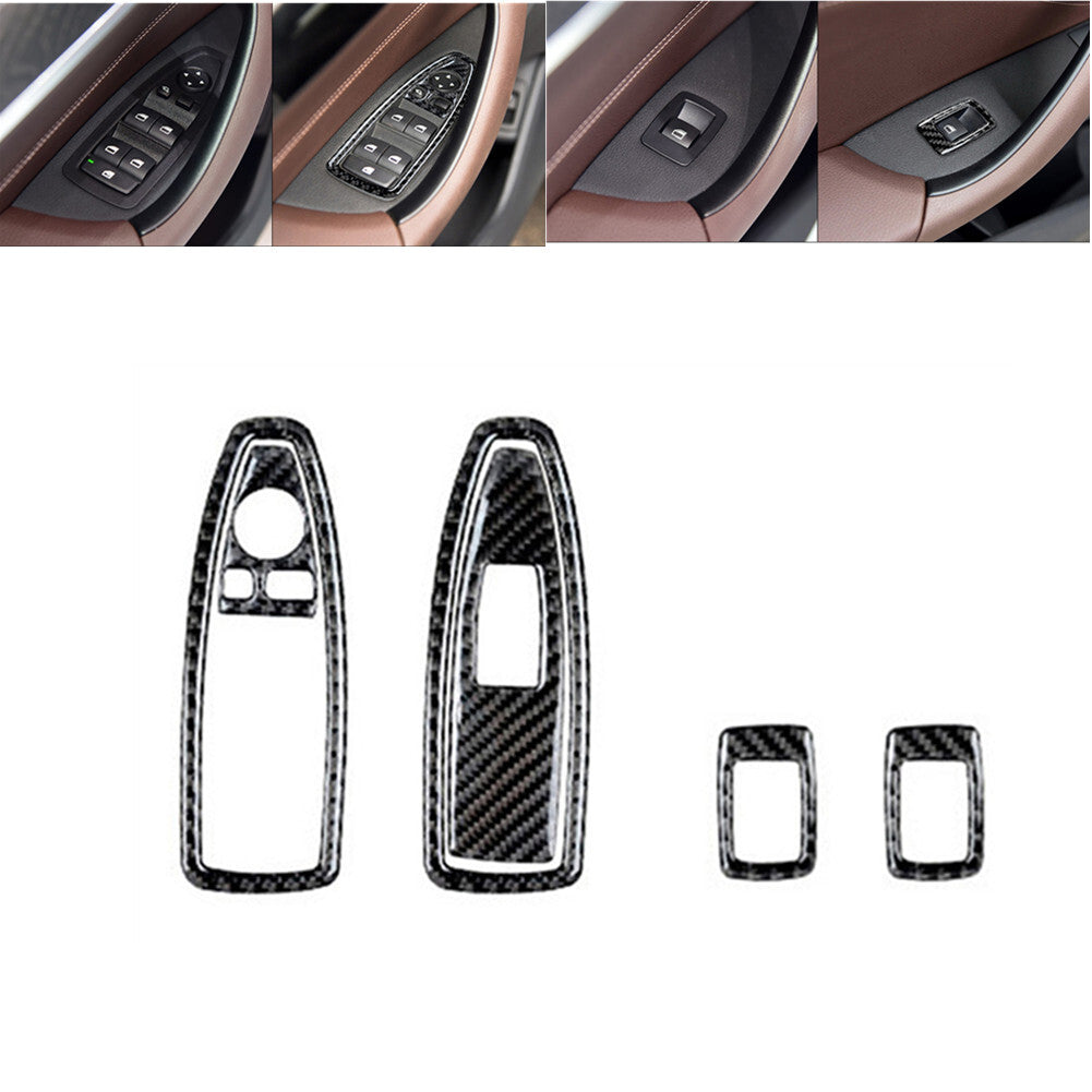6 x carbon fiber interior window control bezel for BMW X1 F48 2016-2018