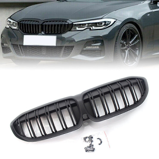 Front Kidney Grille Diamond Style Grill for BMW 3 Series G20 2019-22 Matte Black